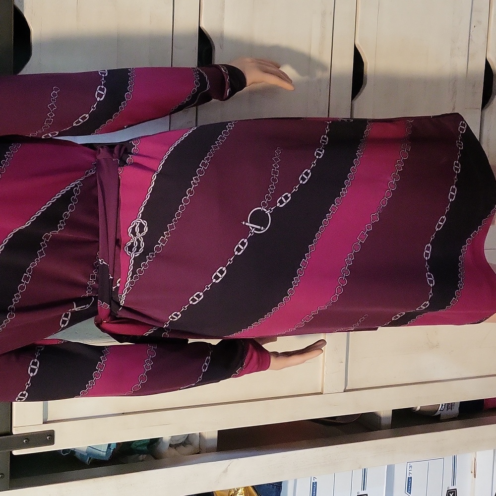 Ann Taylor Burgundy Long Sleeve Wrap Dress - Picture 7 of 7